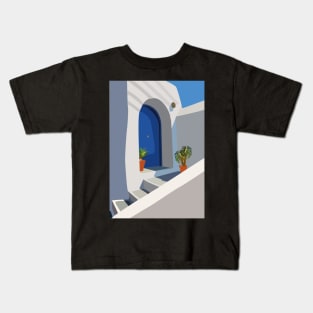 Santorini Greek House Illustration Kids T-Shirt